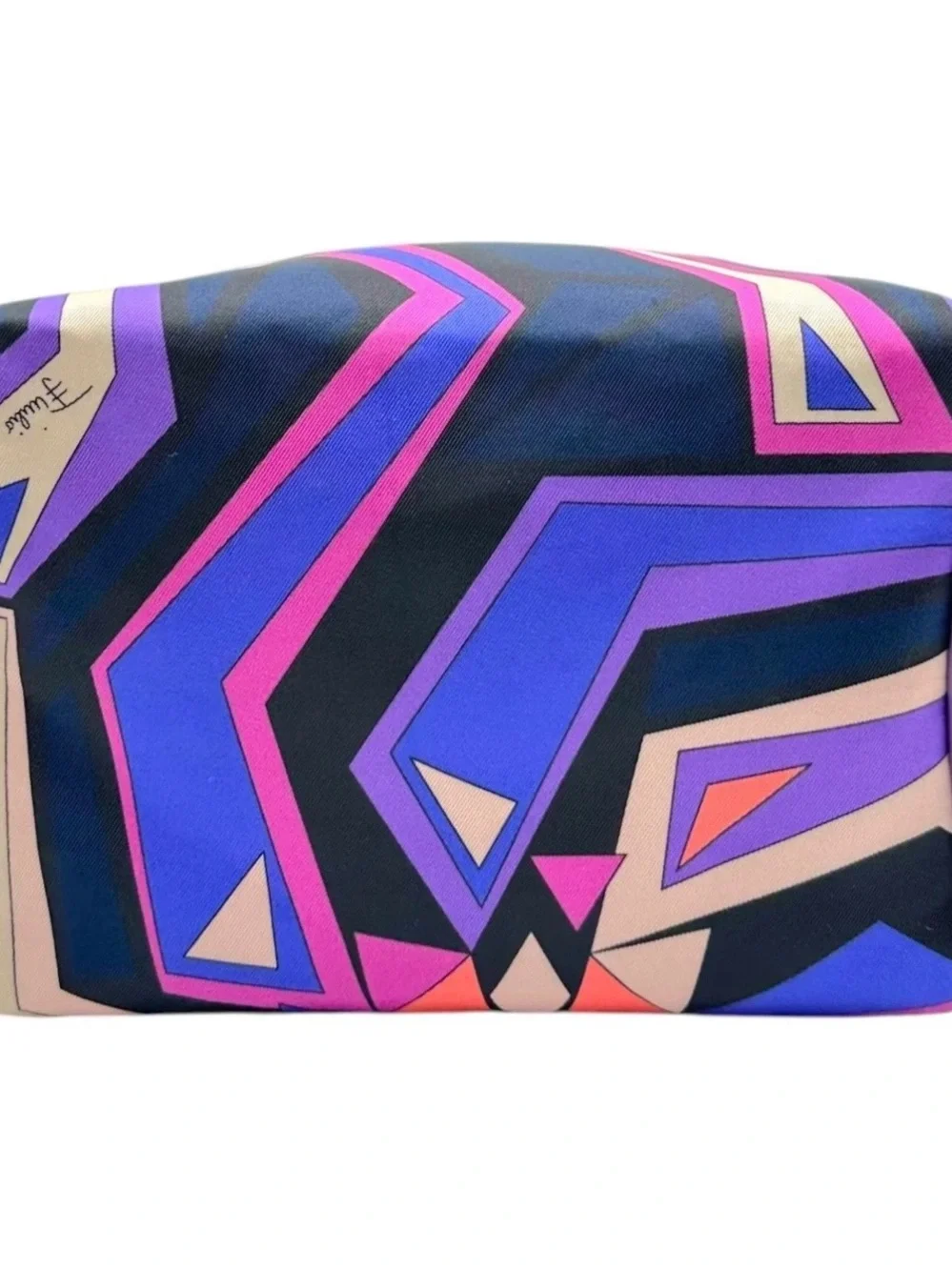 Emilio Pucci Multicolor Geometric Cosmetic Bag in Purple and Coral